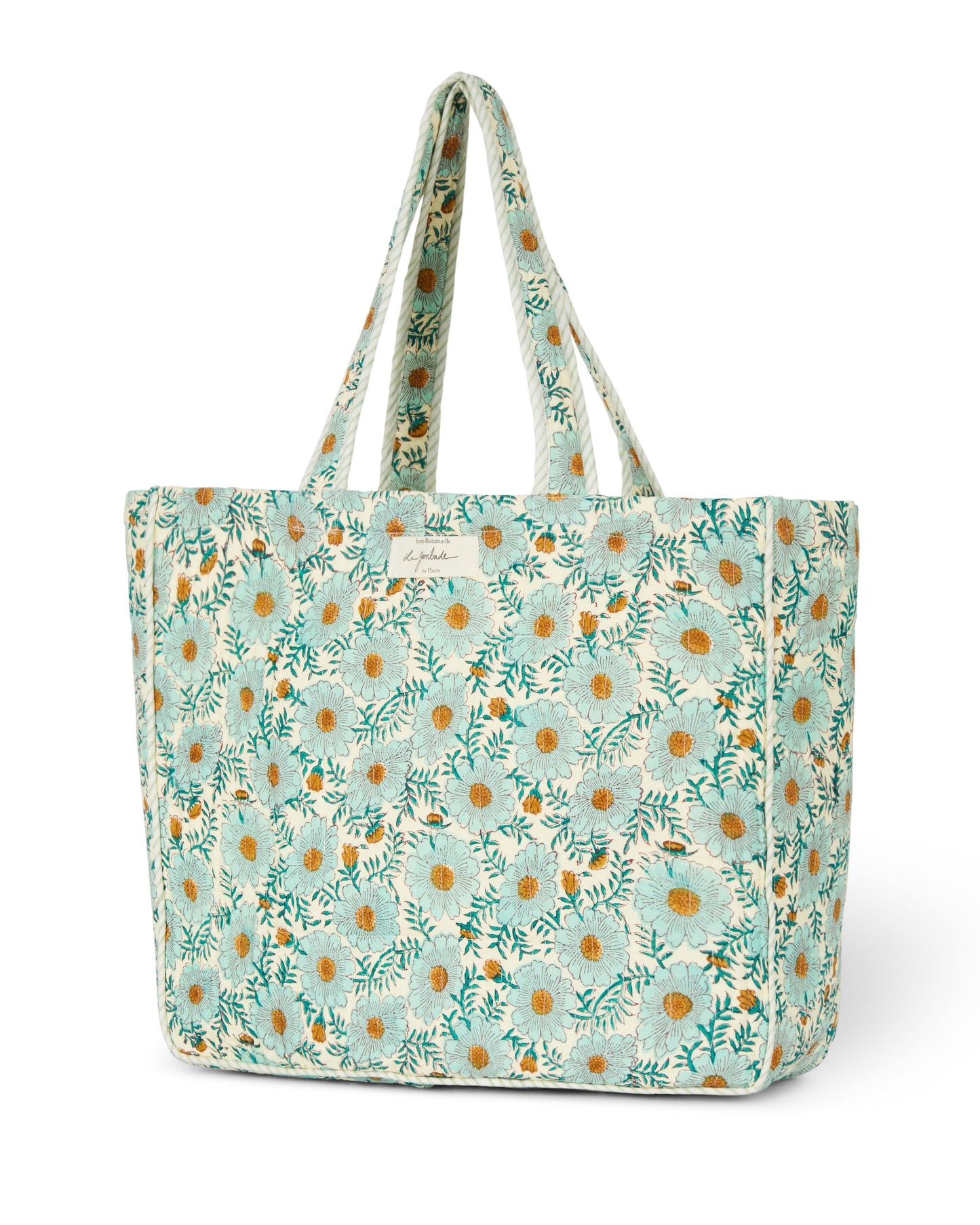 Grand Cabas "Greenflowers" vintage simple lagambadecreation