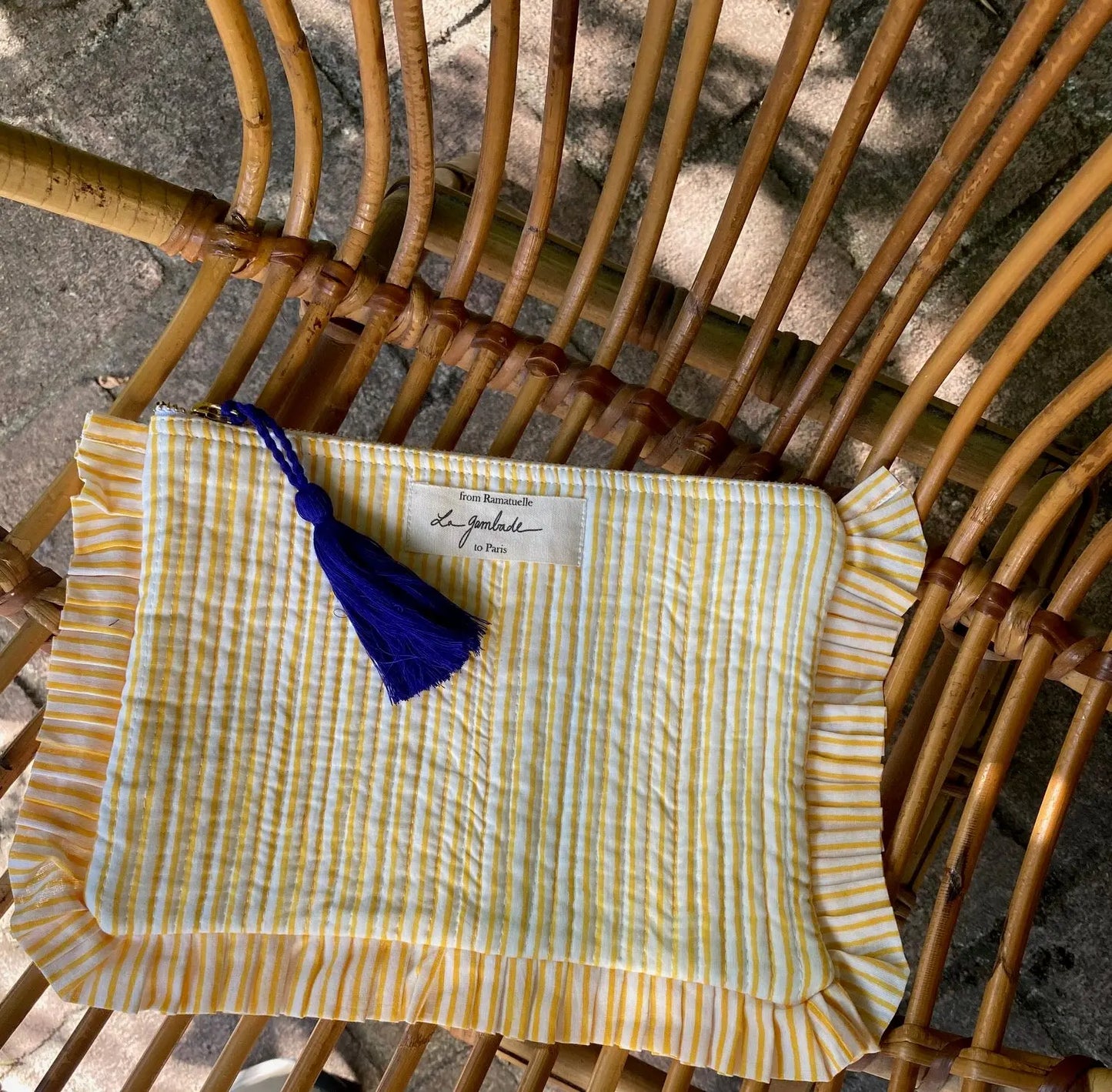 Pochette à volants "Quilted" Toile Jaune lagambadecreation