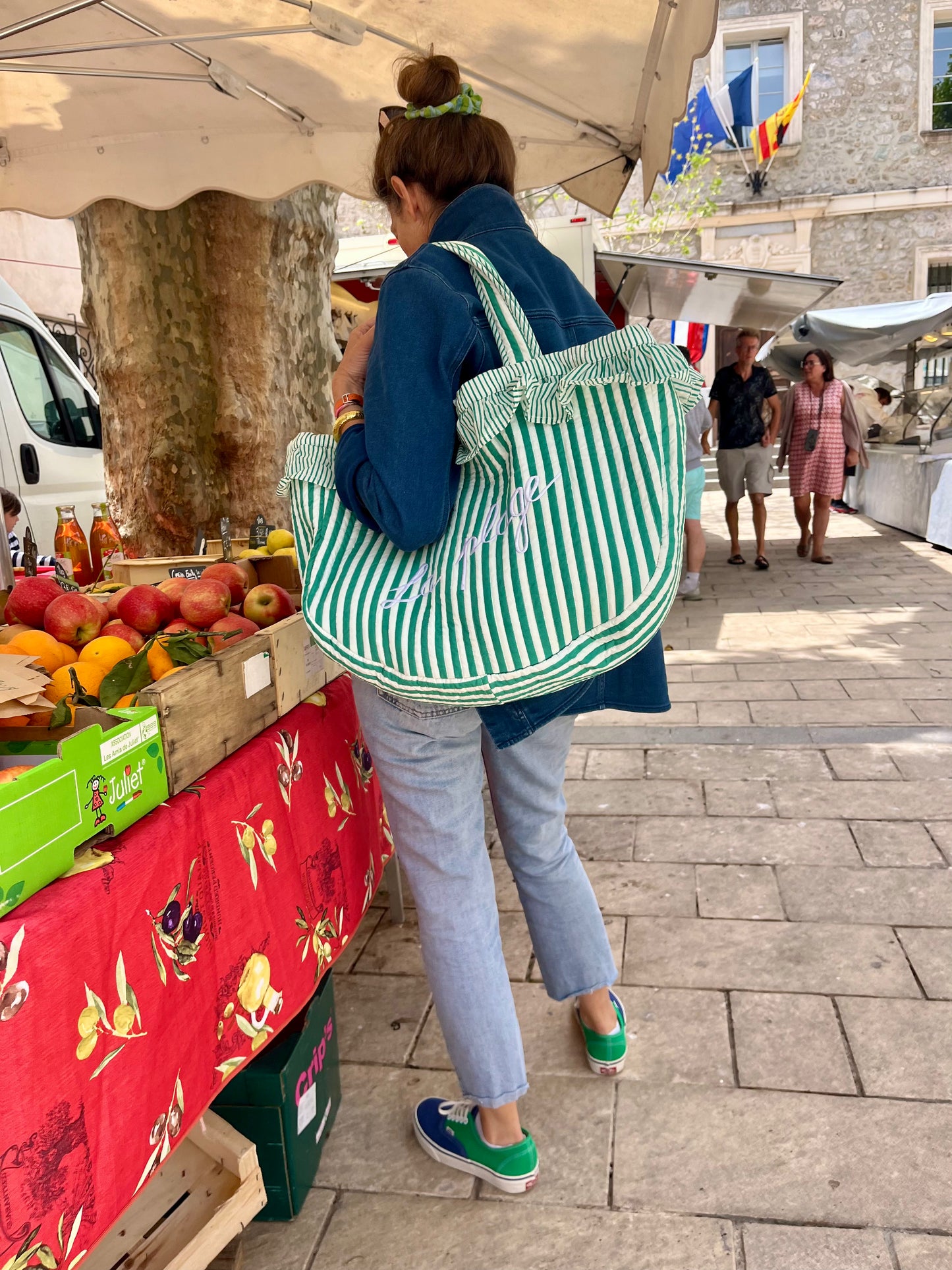 LA PLAGE QUILTED BAG - GREEN FRENCH RIVIERA X AND TWO GIRLS