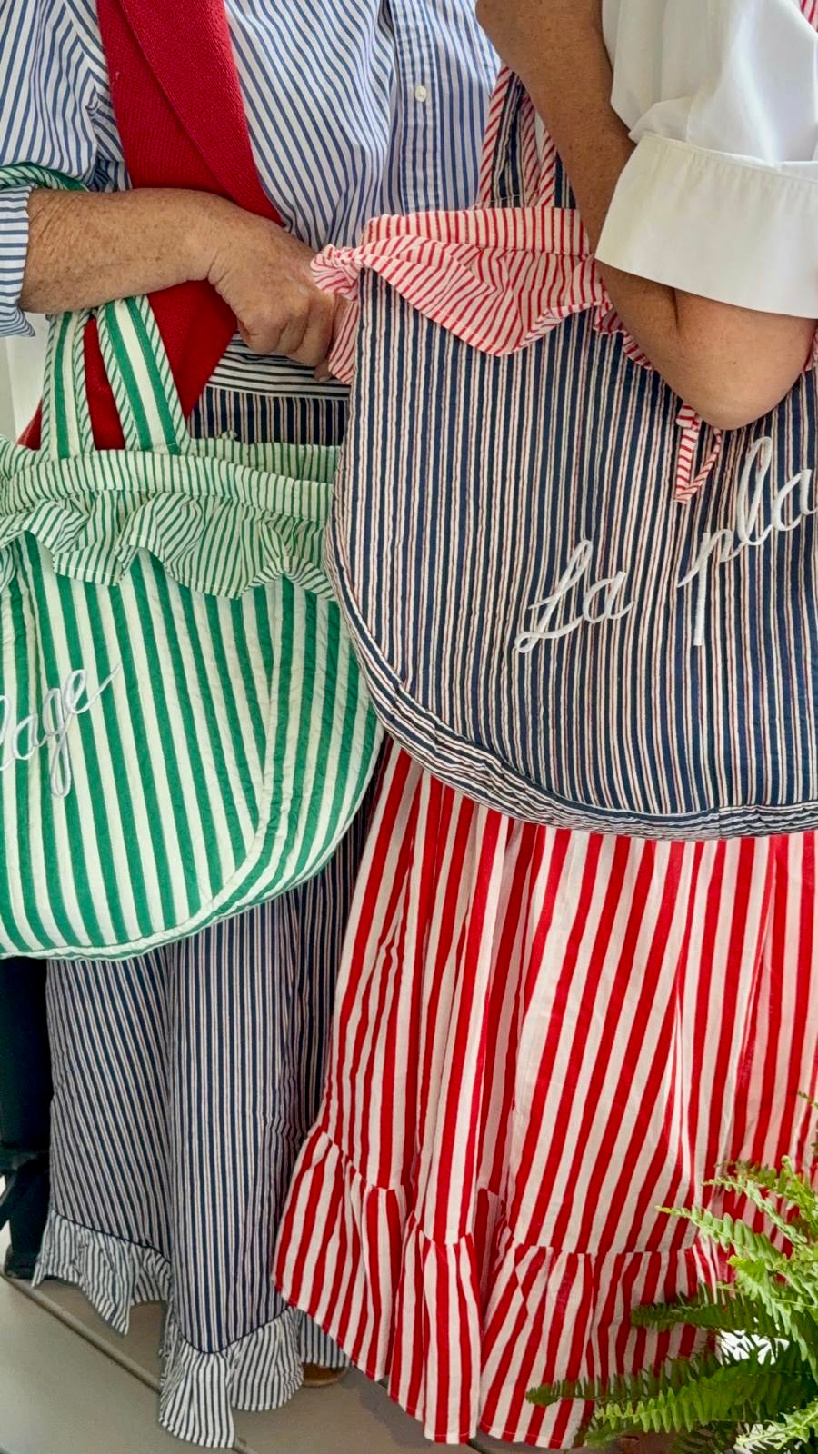 LA PLAGE QUILTED BAG - ST TROPEZ BLUE WHITE RED X AND TWO GIRLS