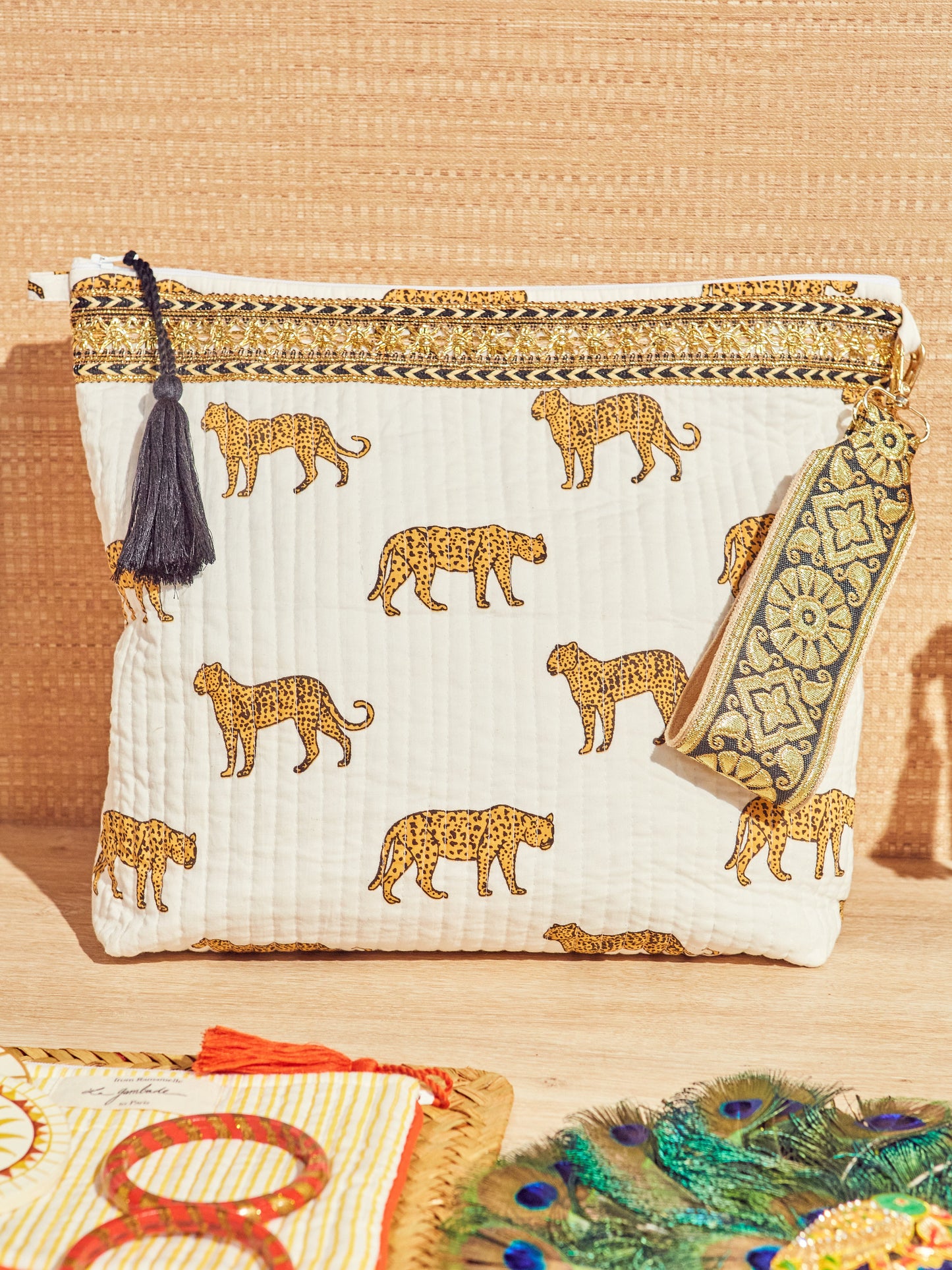 Pochette ordinateur ou vanity "Léopards" La Gambade