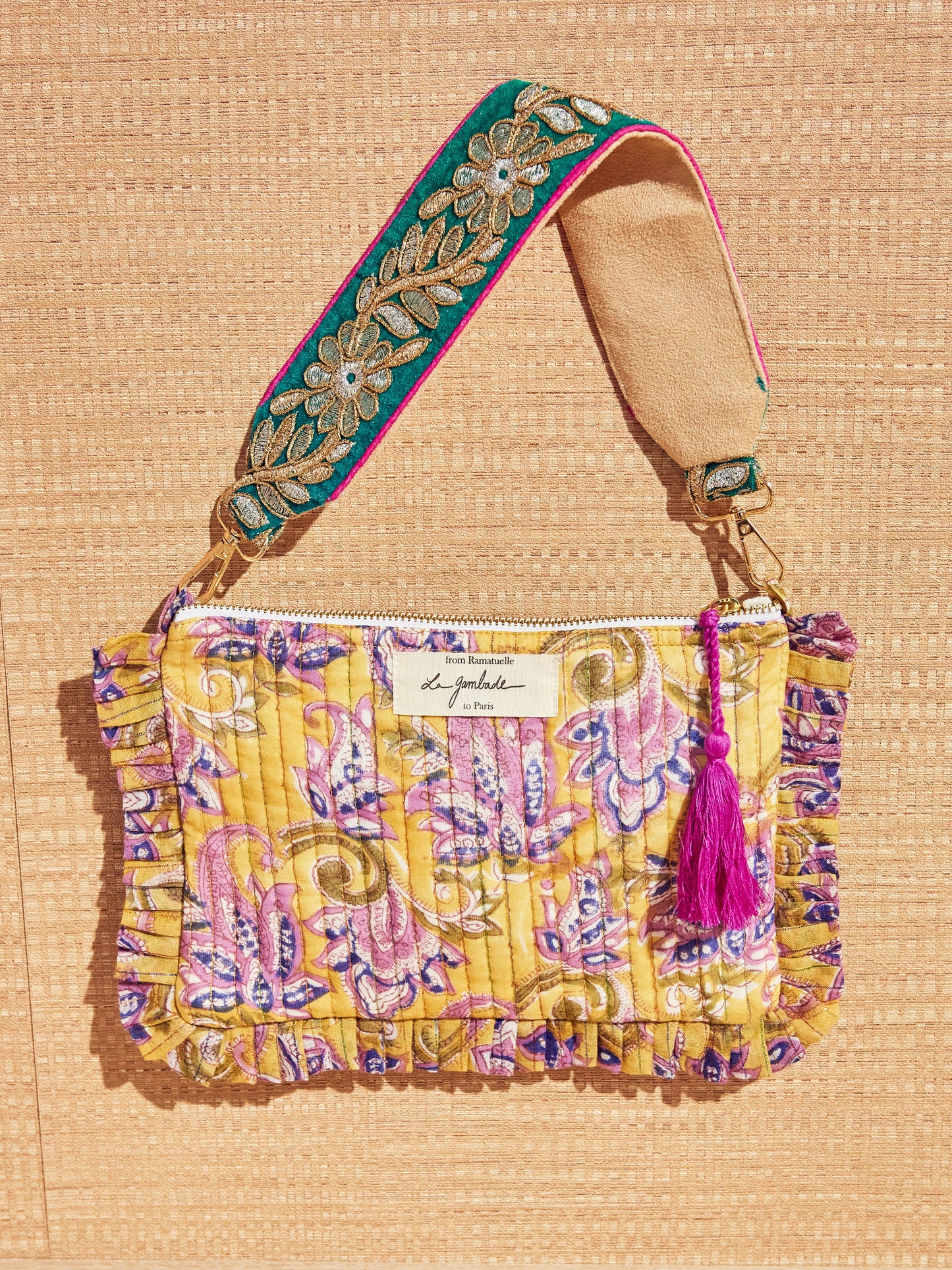 Anse précieuse brodée "fleurs emeraudes" La Gambade