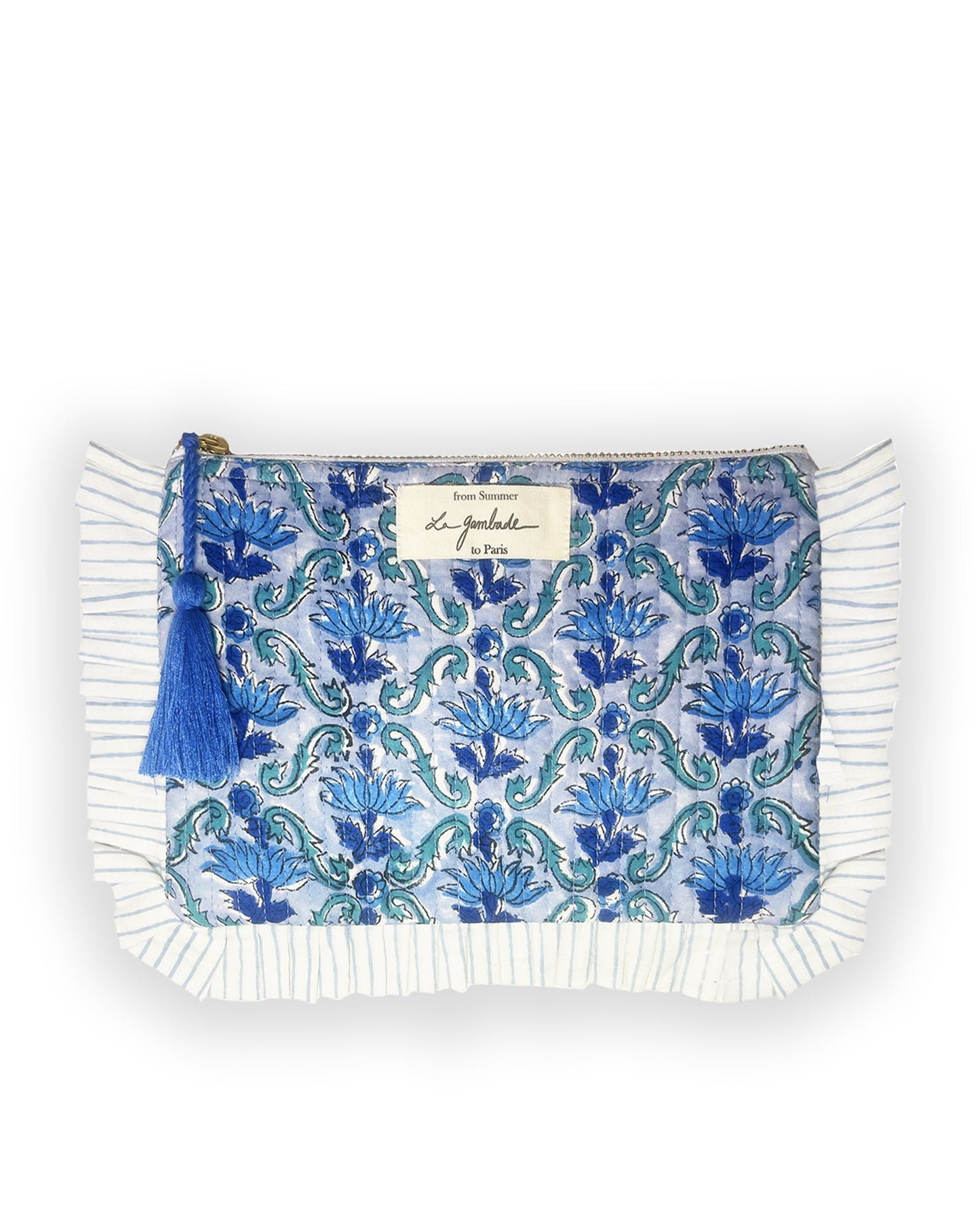 Pochette à volants "Quilted" Blue Vintage ISCIA La Gambade