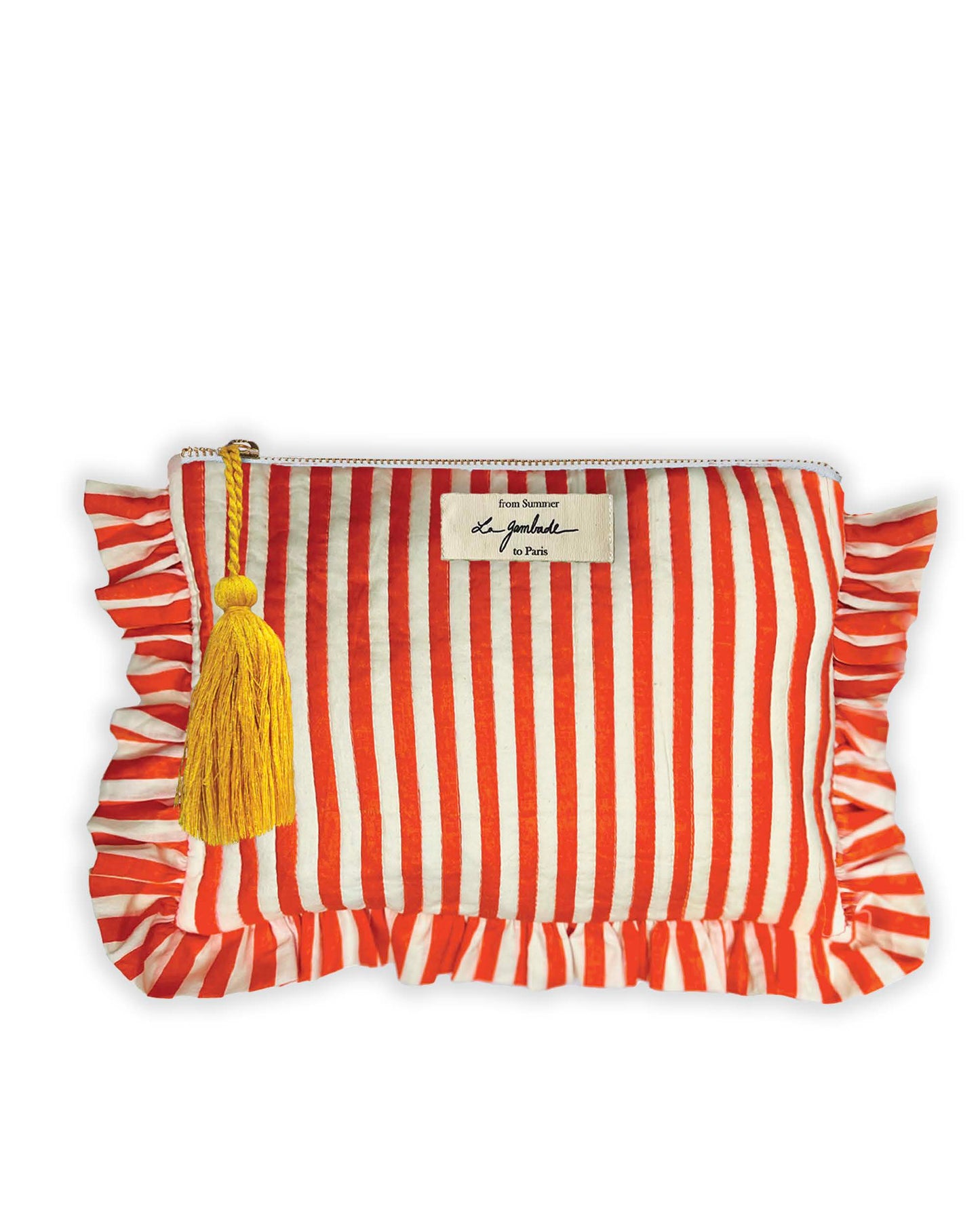 Pochette à volants "Quilted" Orange Stripes La Gambade