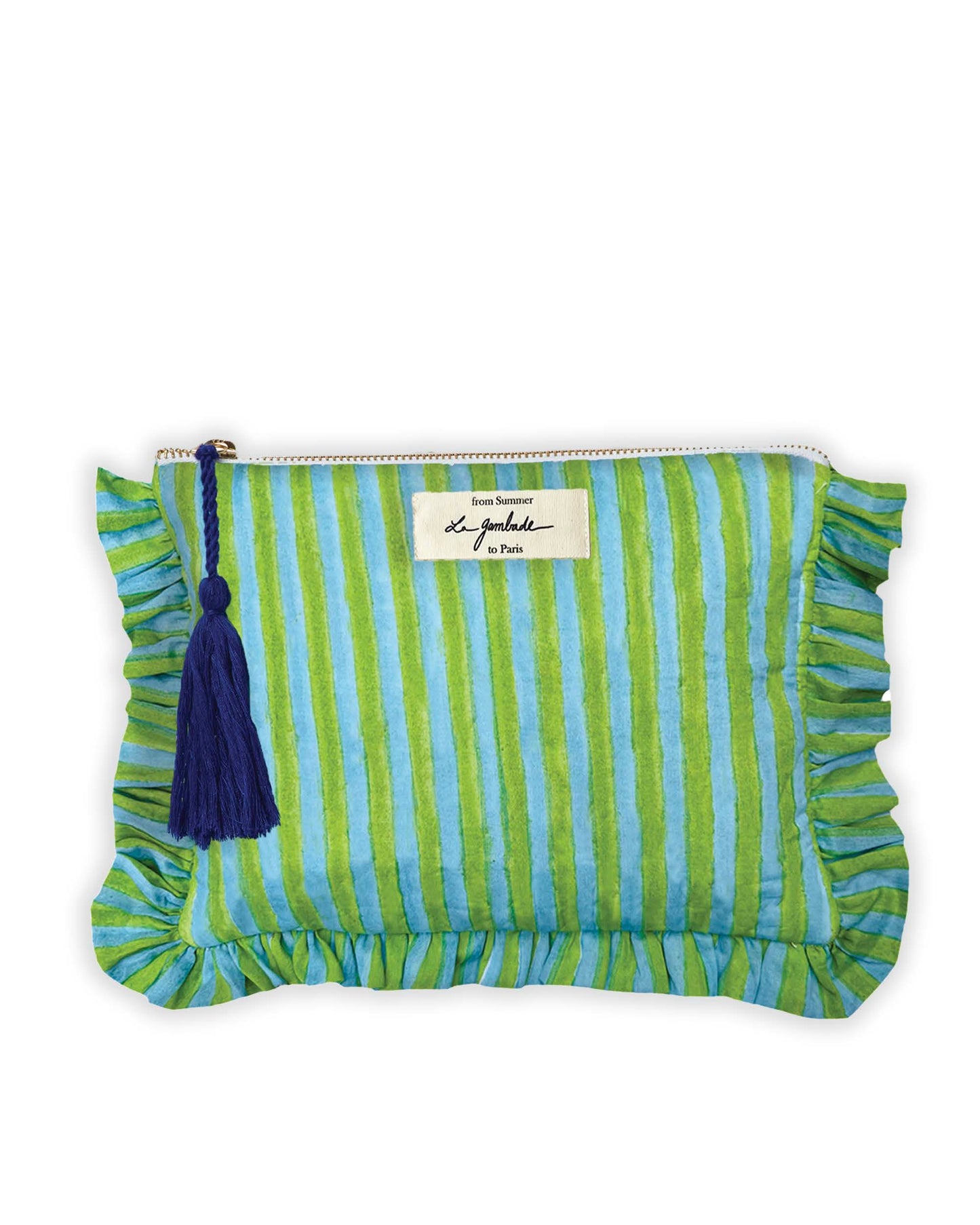 Pochette à volants "Quilted" Green Stripes