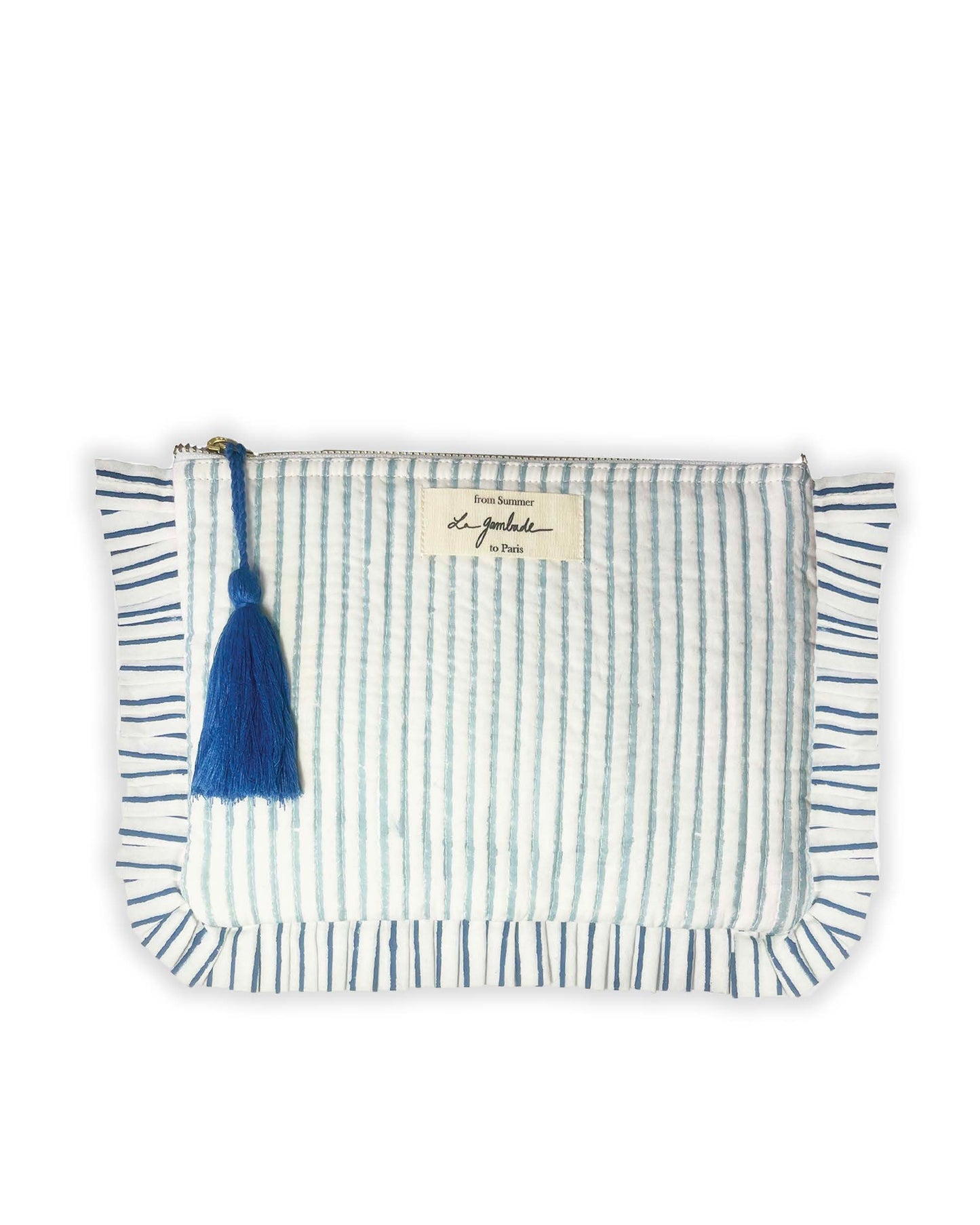 Pochette à volants "Quilted" Blue Stripes