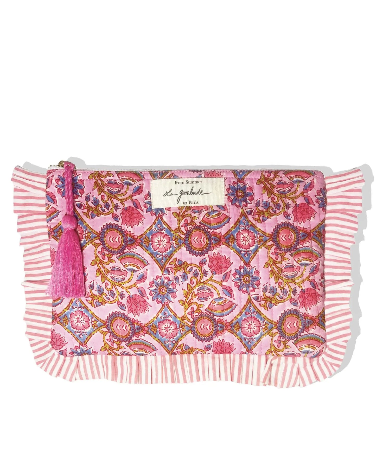 Pochette à volants "Quilted" rose géo La Gambade