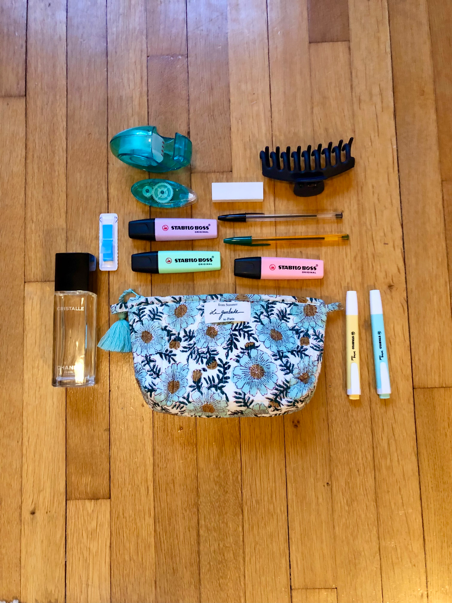 Trousse maquillage ou école "Quilted" Vintage flower green lagambadecreation