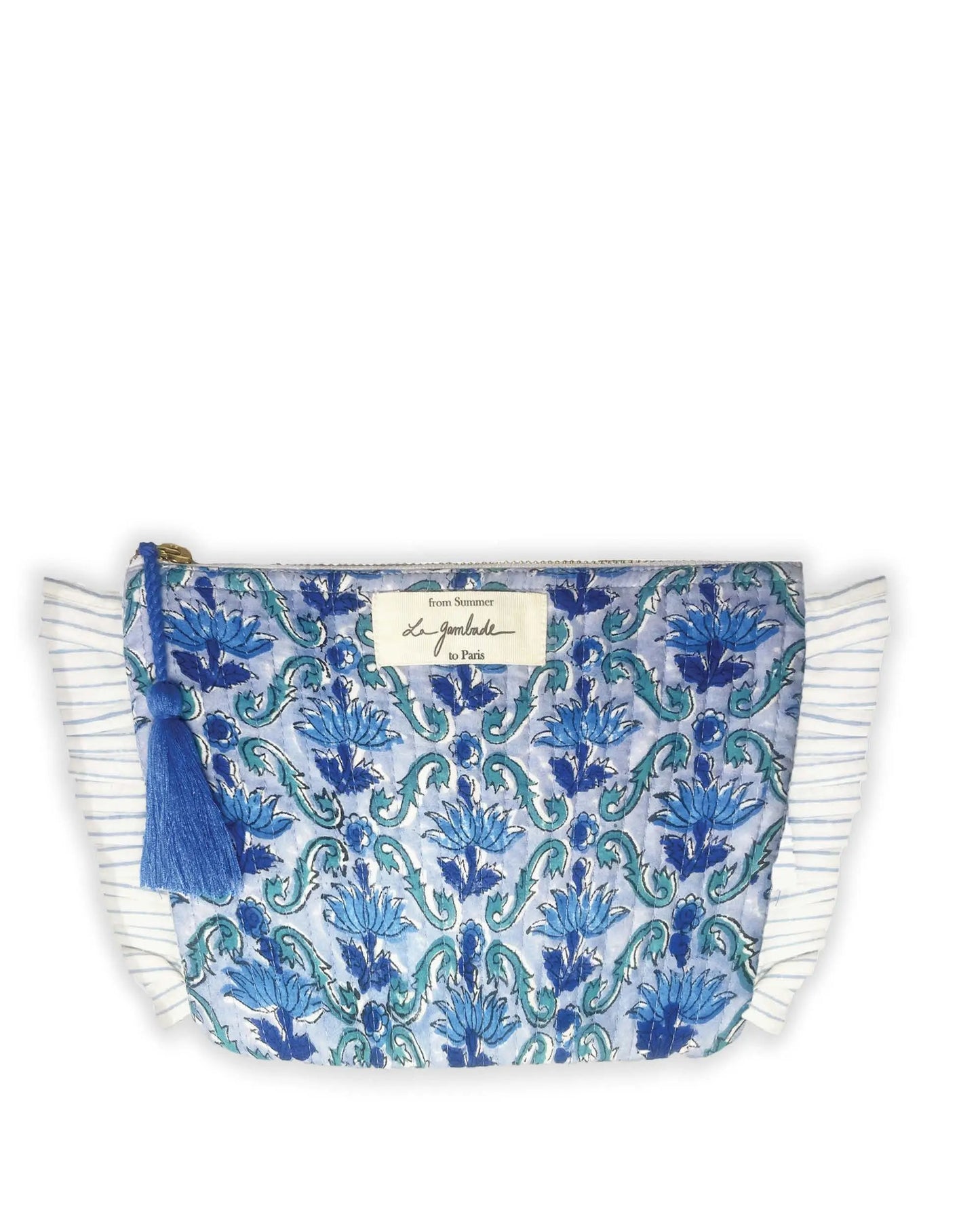 Trousse de toilettes à volants "Quilted" Blue Vintage ISCIA La Gambade