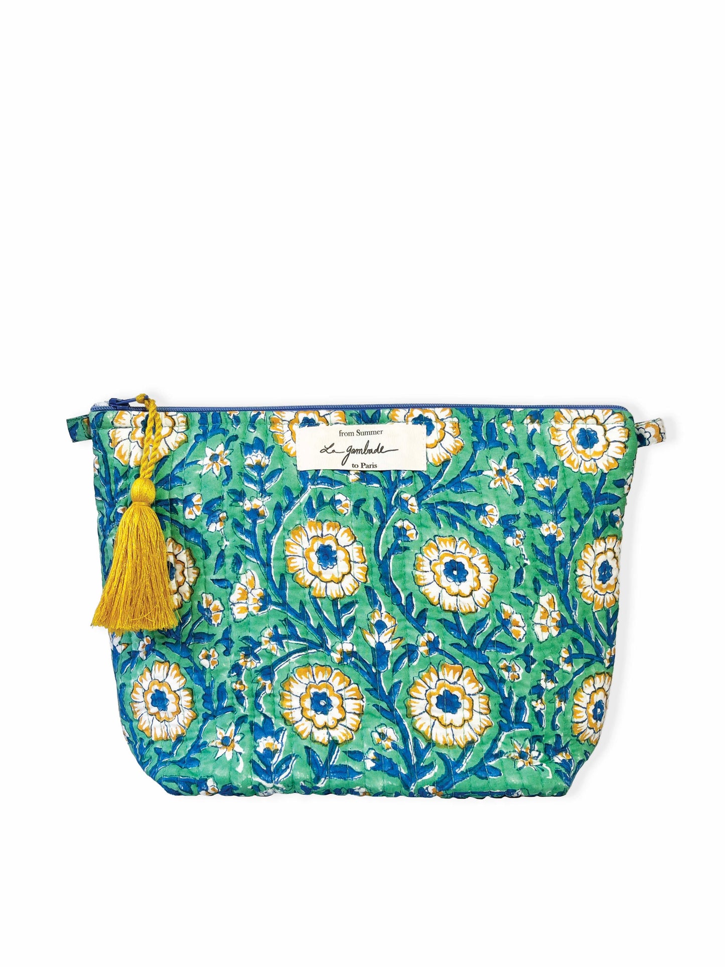 Trousse de toilettes "Quilted" turquoise vintage flower La Gambade