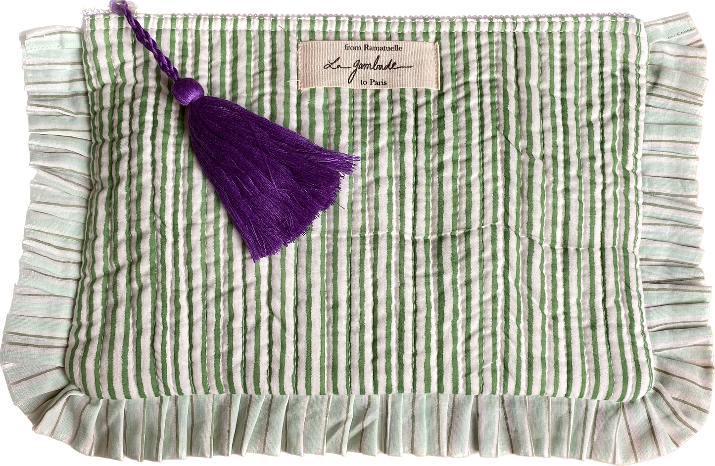 Pochette à volants "Quilted" Toile mix Amande lagambadecreation