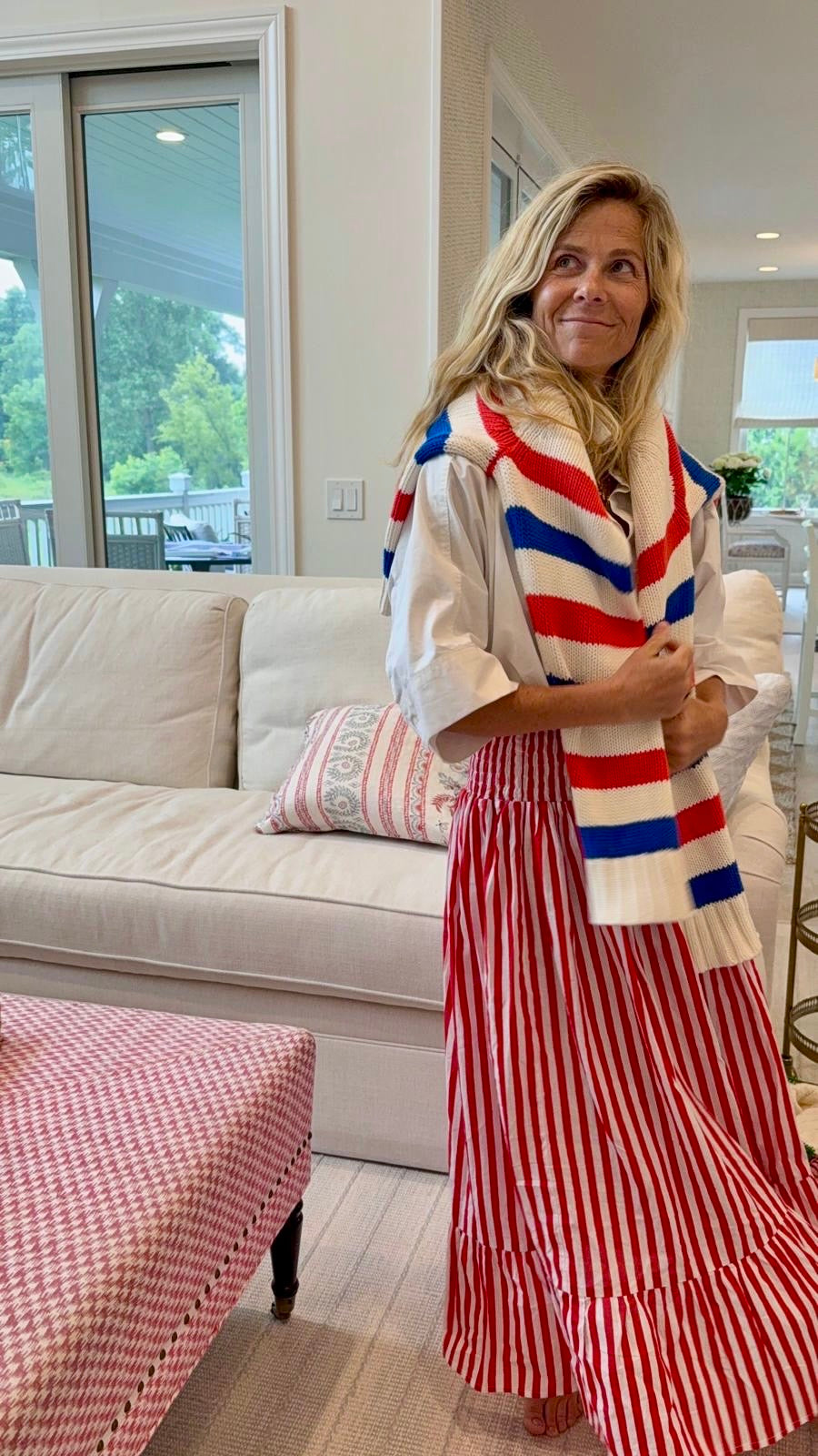 RED STRIPES ELASTIC WAIST SKIRT-ROUGE BAISER X AND TWO GIRLS