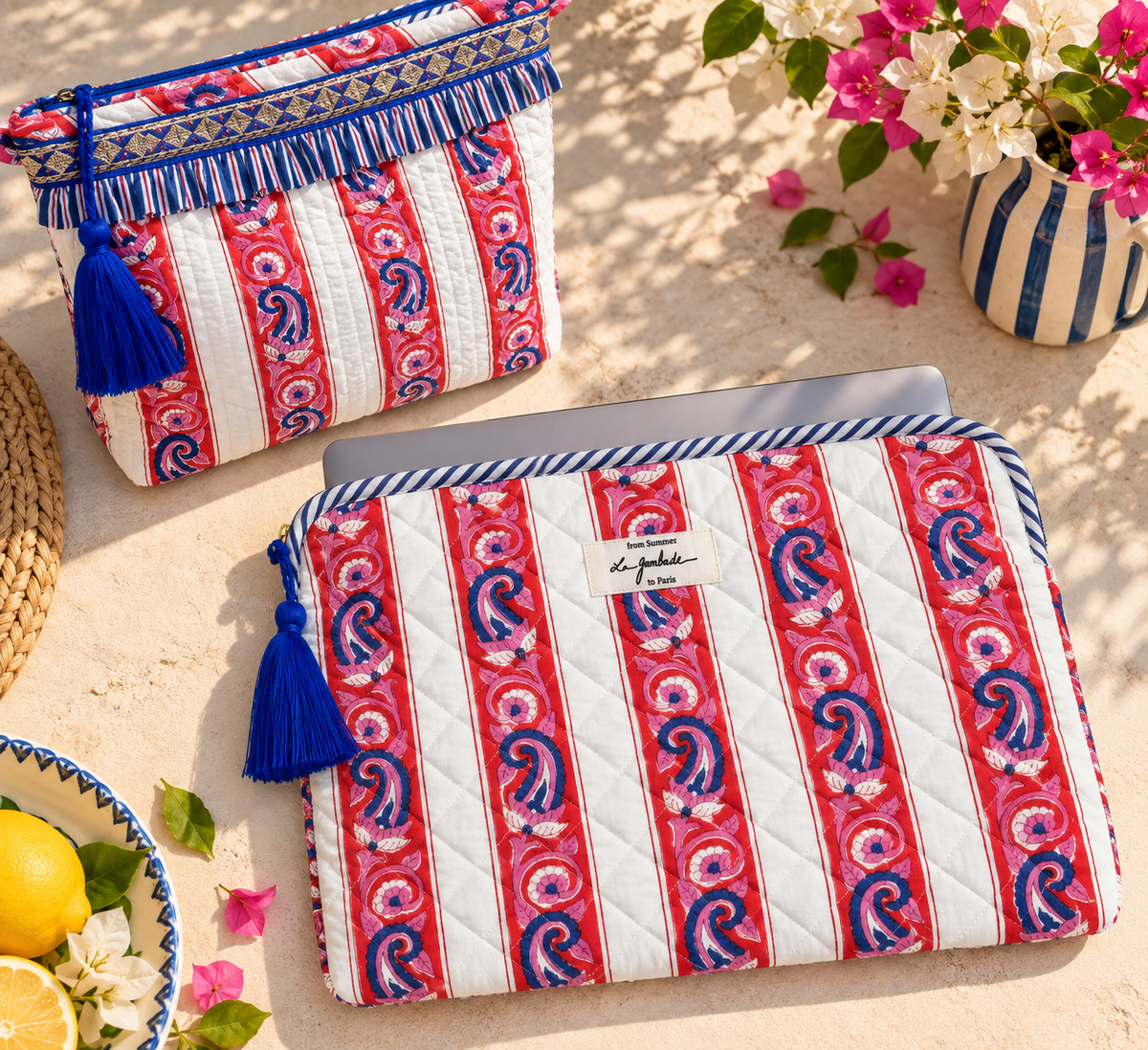Pochette ordinateur doublée imperméable "Orangerie" 15 pouces