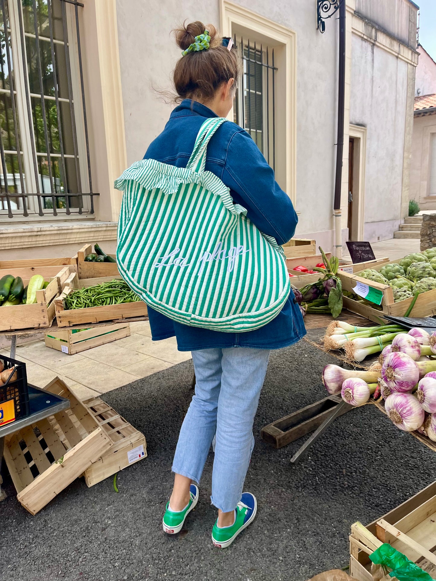 LA PLAGE QUILTED BAG - GREEN FRENCH RIVIERA X AND TWO GIRLS