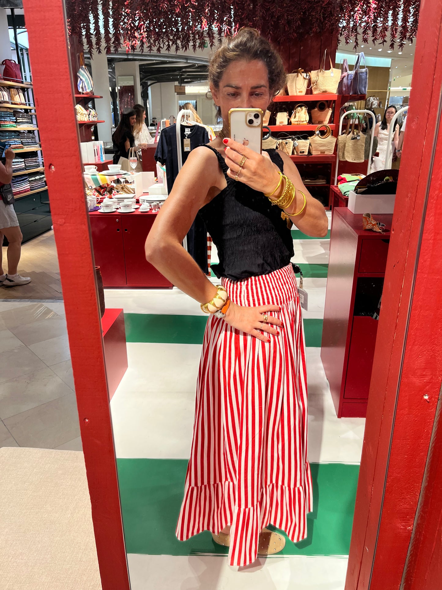 RED STRIPES ELASTIC WAIST SKIRT-ROUGE BAISER X AND TWO GIRLS