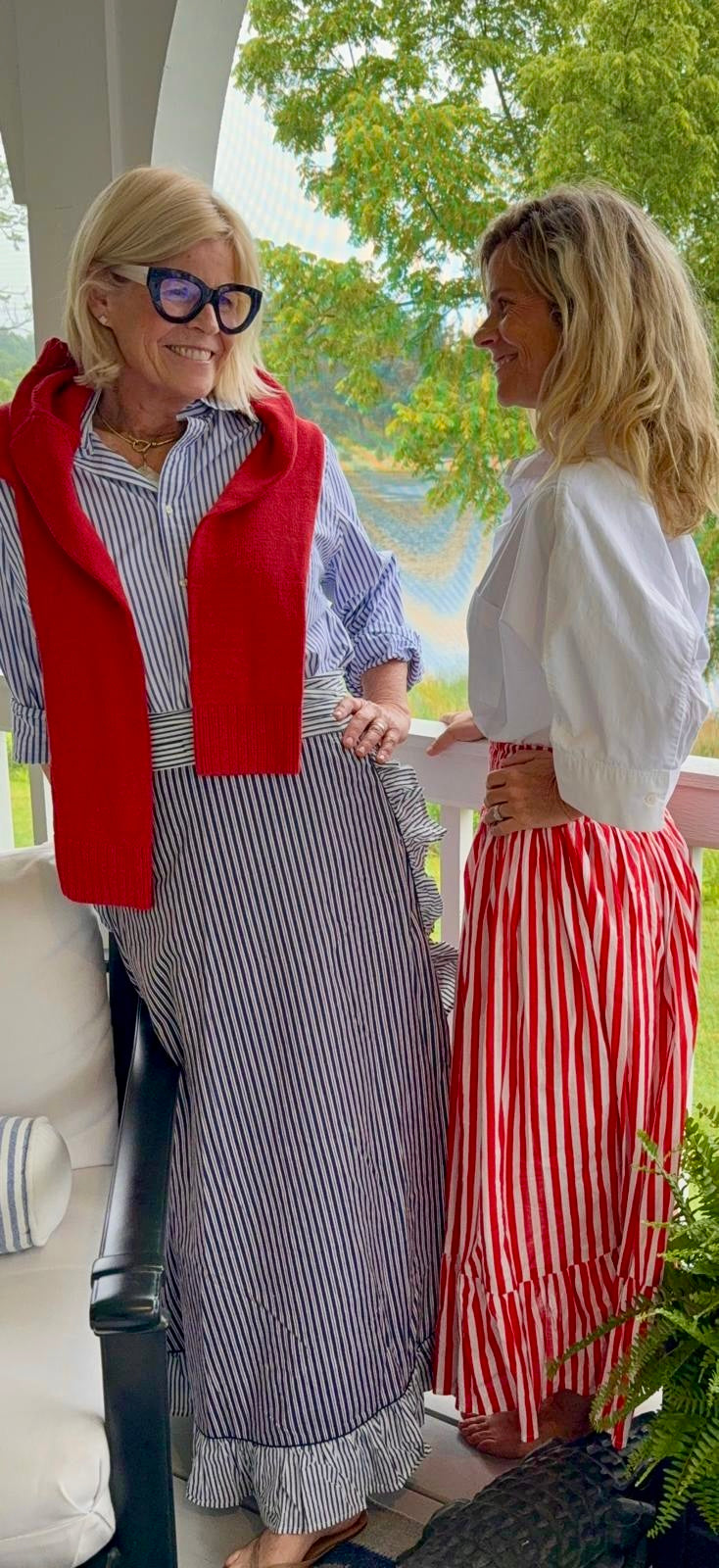 BLUE, WHITE & RED WRAP SKIRT ST TROPEZ X And Two Girls