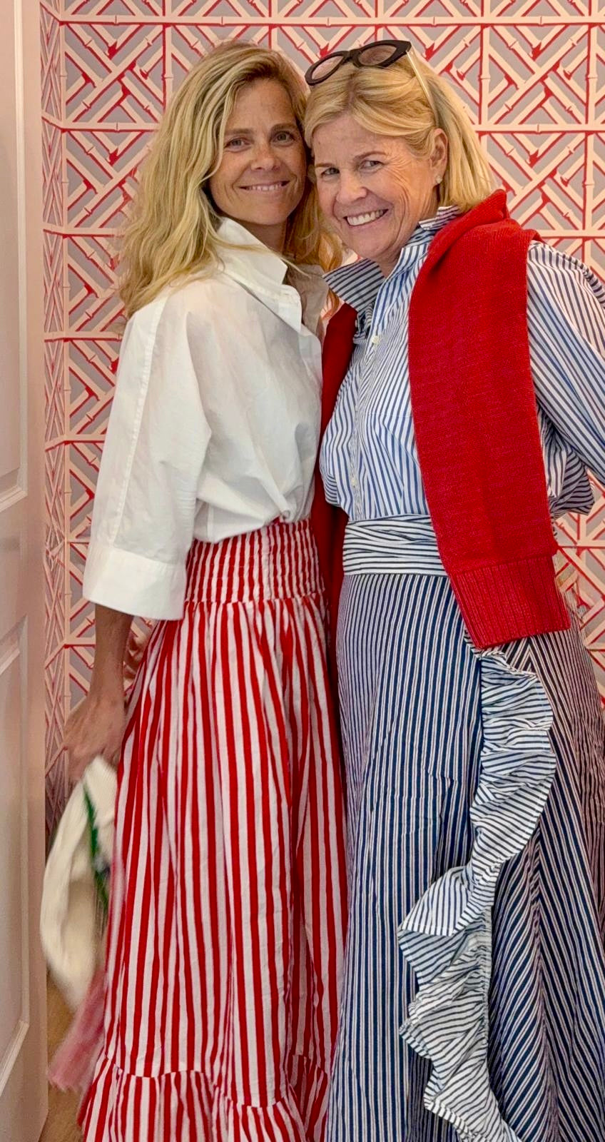BLUE, WHITE & RED WRAP SKIRT ST TROPEZ X And Two Girls