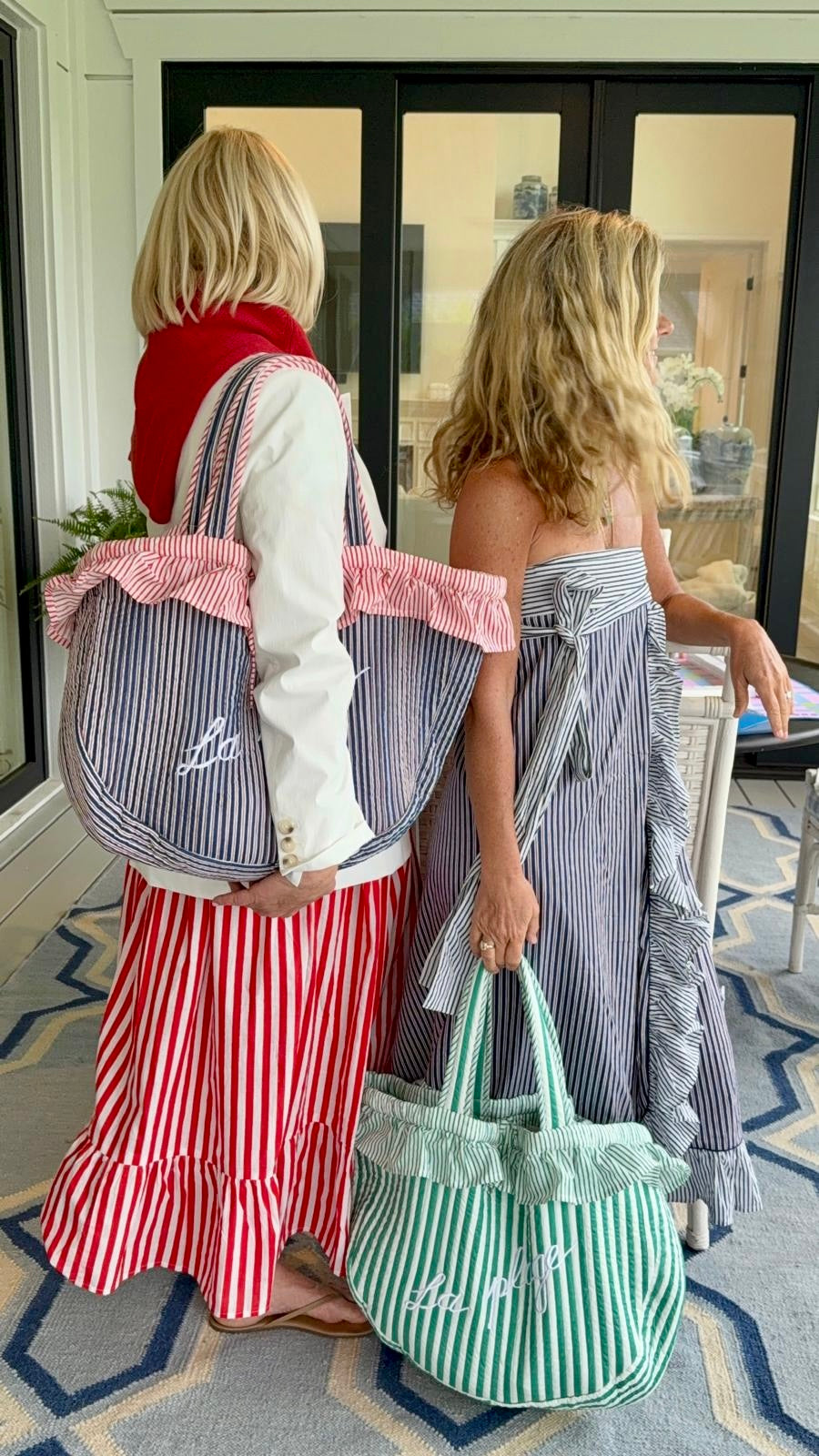 LA PLAGE QUILTED BAG - GREEN FRENCH RIVIERA X AND TWO GIRLS