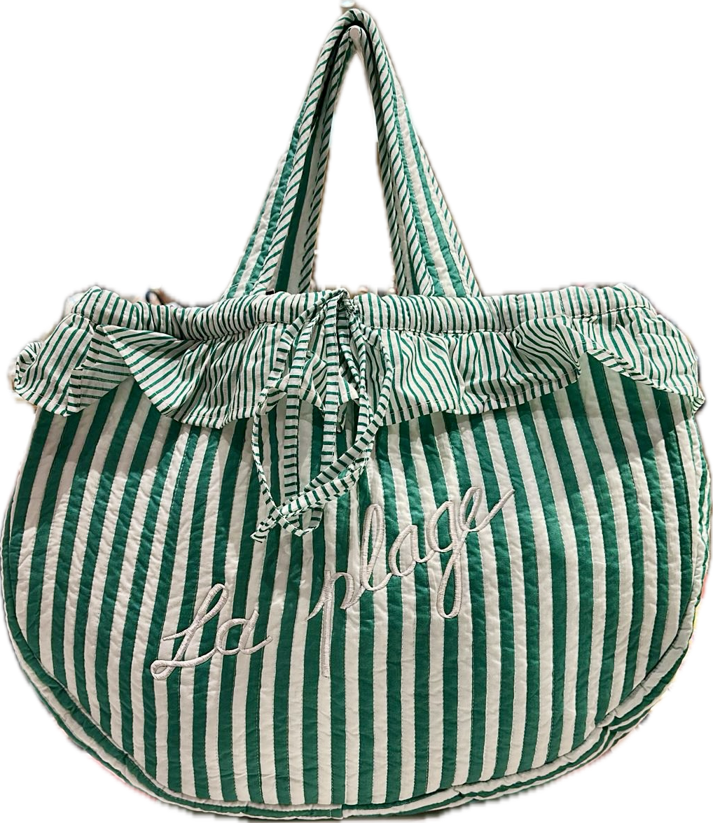LA PLAGE QUILTED BAG - GREEN FRENCH RIVIERA X AND TWO GIRLS