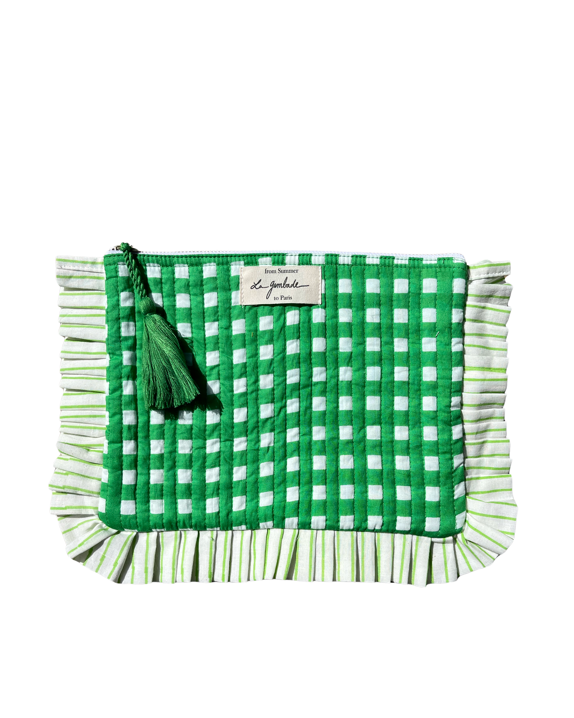 pochette vichy verte de plage