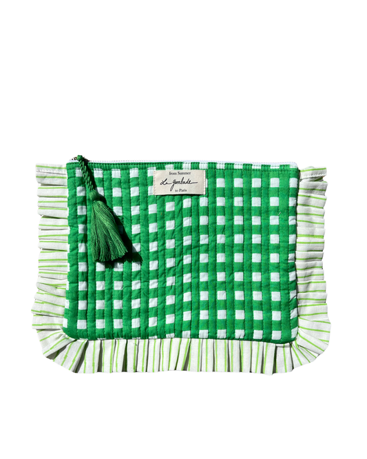 pochette vichy verte de plage
