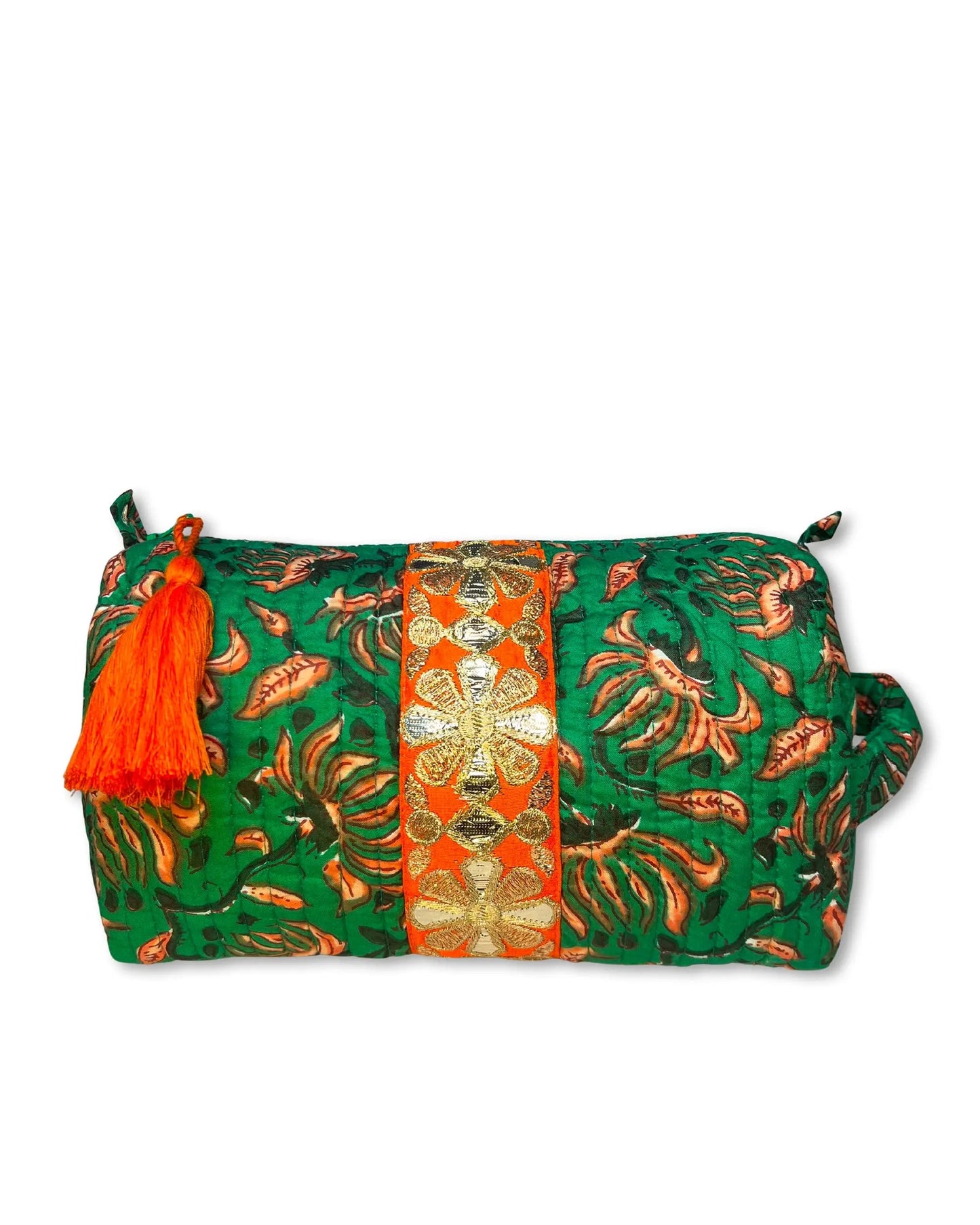 Poche de toillette à ruban précieux vert