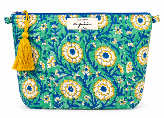 Trousse de toilettes "Quilted" turquoise vintage flower