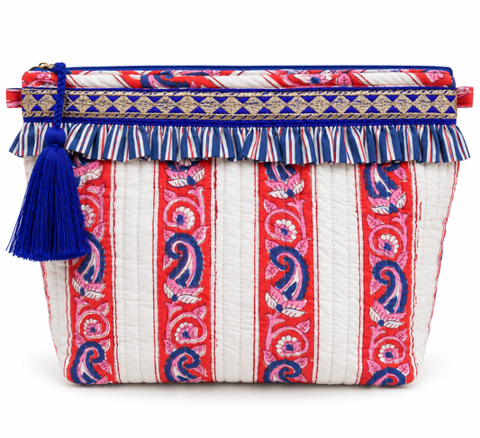 TROUSSE DE TOILETTE "Orangerie"Broderie et volants