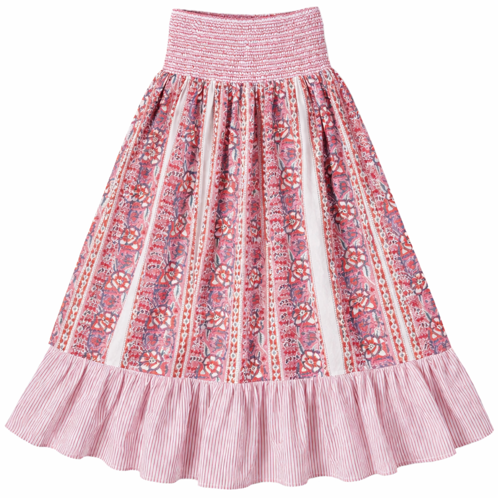 PINK ELASTIC WAIST SKIRT ROSE